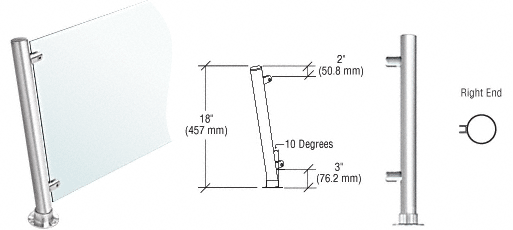 C.R. Laurence CRL 18&quot; Round Polished Stainless PP46 Elegant Series Counter/Partition Right End Posts | PP46REPS