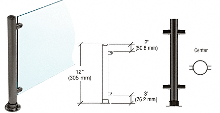 C.R. Laurence CRL 12&quot;  Black Powder Paint Round PP55 SlimLine Series Counter/Partition Center Posts | PP55CBL