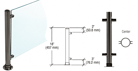 C.R. Laurence CRL 18&quot;  Black Powder Paint Round PP56 SlimLine Series Counter/Partition Center Posts | PP56CBL