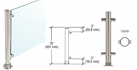 C.R. Laurence CRL 18&quot;  Brushed Stainless Round PP56 SlimLine Series Counter/Partition Center Posts | PP56CBS