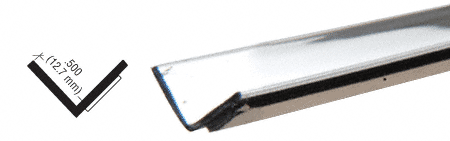 C.R. Laurence CRL Chrome 1/2&quot; Plastic Reflective Inside Angle - 96 in Long | PRT350CH