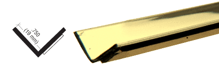 C.R. Laurence CRL Brass 3/4&quot; Plastic Reflective Inside Angle - 96 in Long | PRT375BR