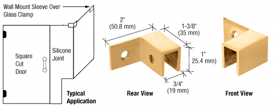 CRL Satin Brass Right Hand &quot;Sleeve Over&quot; Wall Mount Glass Clamp | S0GC37RSB