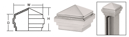 C.R. Laurence CRL Brushed Stainless Pyramid End Cap for 1-1/2&quot; Square Tubing | SA11BS