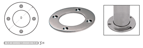 C.R. Laurence CRL Brushed Stainless Round Base Plate for 2&quot; Round Tubing | SA28BS