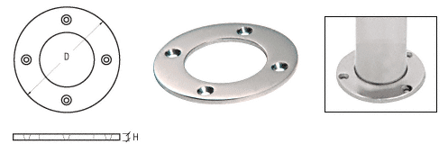 C.R. Laurence CRL Polished Stainless Round Base Plate for 2&quot; Round Tubing | SA28PS