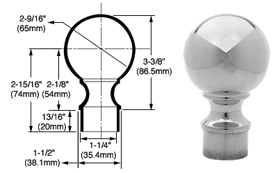 C.R. Laurence CRL Polished Stainless Ball End Caps for 1-1/2&quot; Diameter Tubing | SA381PS