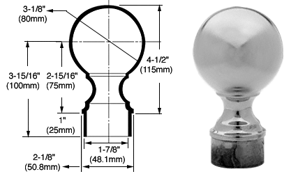 C.R. Laurence CRL Brushed Stainless Ball End Caps for 2&quot; Diameter Tubing | SA508BS