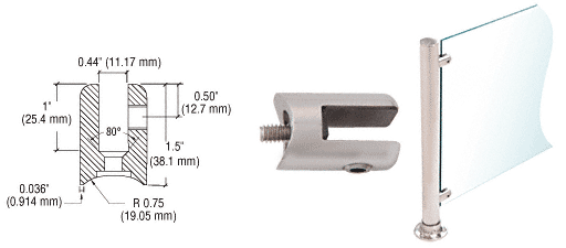 C.R. Laurence CRL Brushed Stainless Fixed Glass Fitting for 1&quot; Tubing | SA50BS