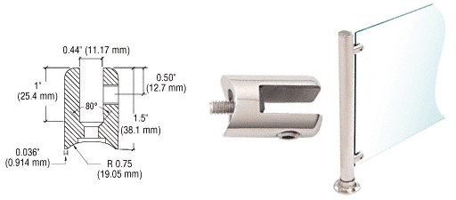 C.R. Laurence CRL Polished Stainless Fixed Glass Fitting for 1-1/2&quot; Tubing | SA60PS