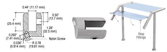 C.R. Laurence CRL Brushed Stainless Stop Fitting for 1-1/2&quot; Tubing | SA62BS