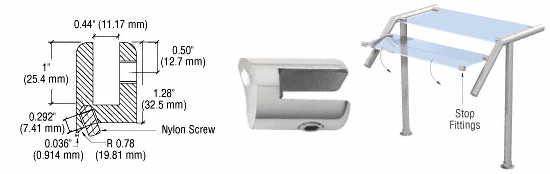 C.R. Laurence CRL Polished Stainless Stop Fitting for 1-1/2&quot; Tubing | SA62PS