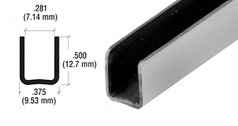 C.R. Laurence CRL 1/4&quot; Brushed Stainless Radiused Back Stainless Steel U-Channel - 12 ft long | SAC14BS
