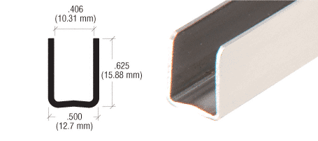 C.R. Laurence CRL 3/8&quot; Polished Stainless Radiused Back Stainless Steel U-Channel - 94&quot;  long | SAC38PS98