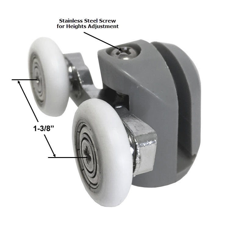 Shower Door 7/8&quot; Diameter Ball Bearing Double Roller Assembly for Sliding Shower Doors | DRA78