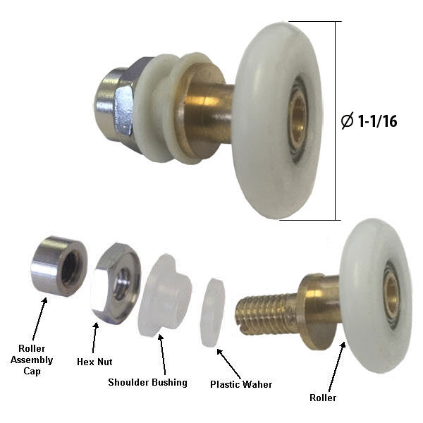 Shower Door Ball Bearing Top Roller Assembly for Framed and Frameless Sliding Shower Doors | RA116W