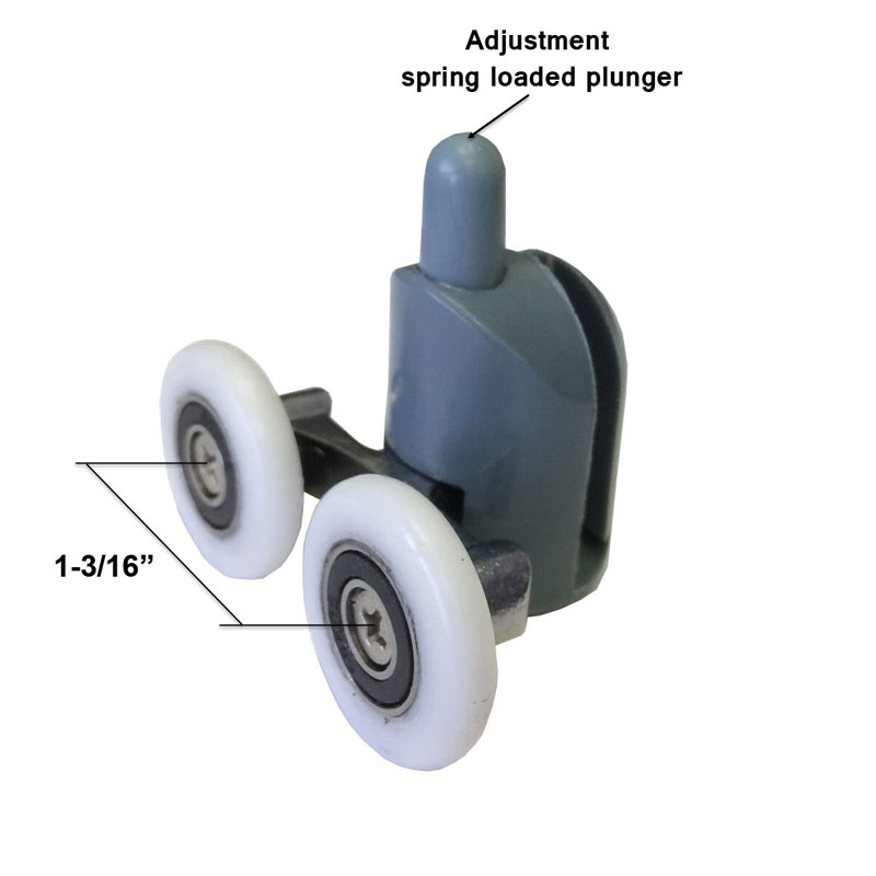 Shower Door 1&quot; Diameter Ball Bearing Double Roller Assembly for Sliding Shower Doors | RFSD1