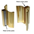Gordon Glass&#174; 3" Bright Gold Frameless Shower Door Handle with Metal Strike - MAGNET IS NOT INCLUDED AND SOLD SEPARATELY