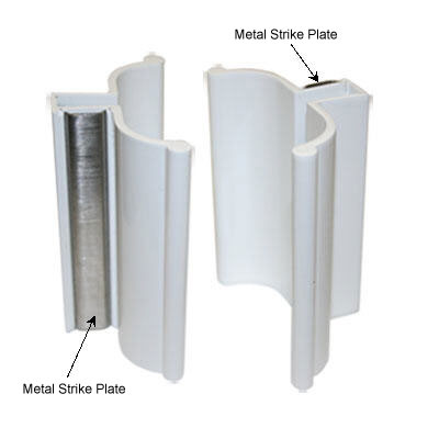 3&quot; White Frameless Shower Door Handle with Metal Strike  | FSDH3W