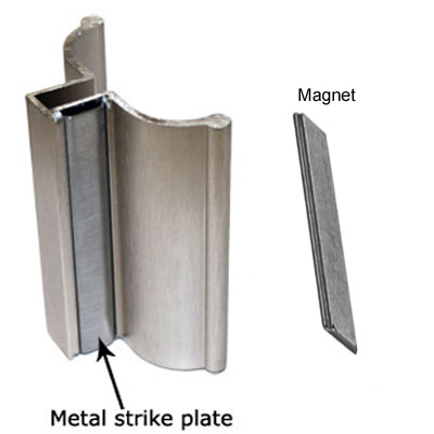 3&quot; Brushed Nickel Frameless Shower Door Handle with Metal Strike and Magnet - Set  | FSDH3BNK
