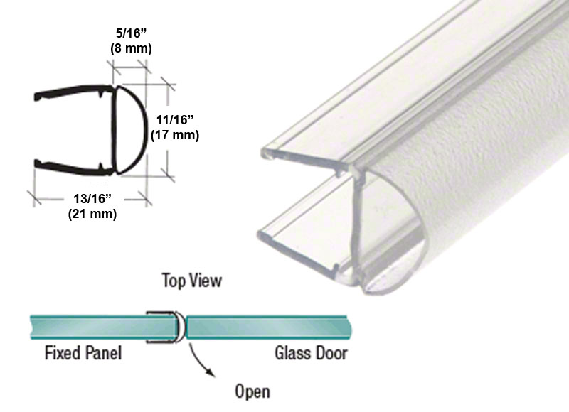 CRL Translucent Vinyl Bulb Seal for 1/2&quot; (12 mm) Glass - 73 in Long | PCR1273