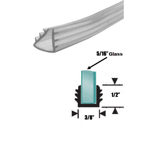 Shower Door Replacement Glazing Vinyl for 5/16&quot; Glass | Shower Enclosure Replacement Gasket | SDRV516