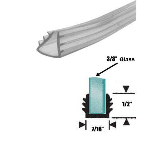 Shower Door Replacement Glazing Vinyl for 3/8&quot; Glass | Shower Enclosure Replacement Gasket | SDRV380