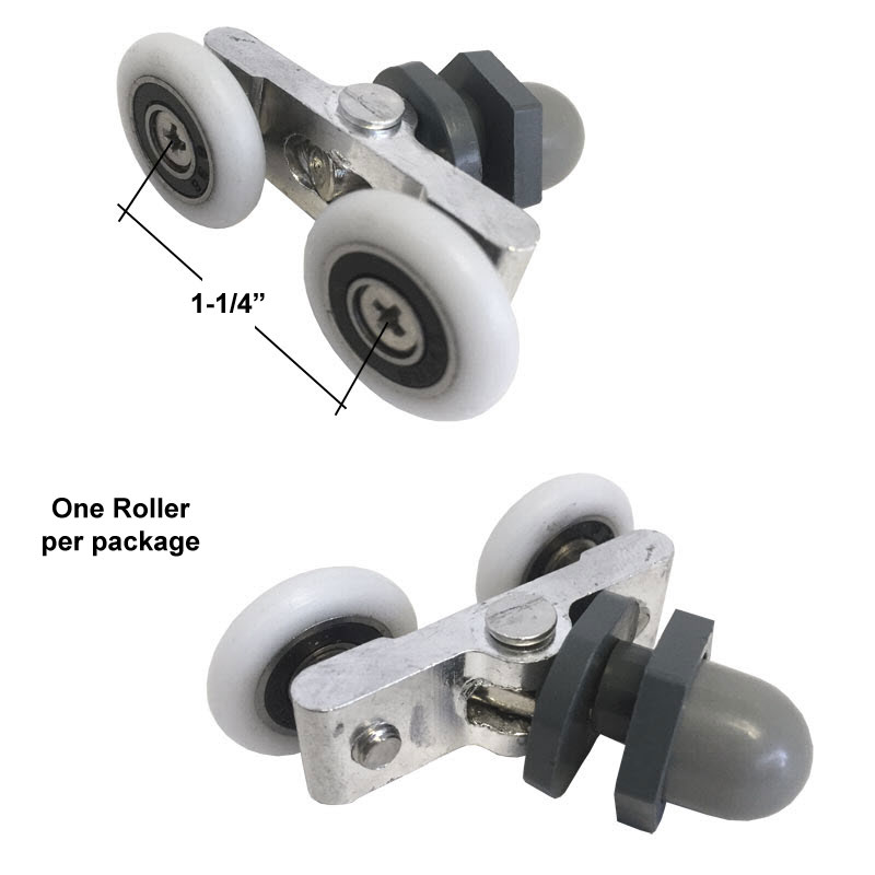 Shower Door 7/8&quot; Diameter Ball Bearing Double Roller Assembly for Sliding Shower Doors from 3/16&quot; to 1/4&quot; thick | MLGK78