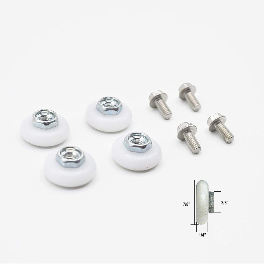 Gordon Glass™ Sliding Tub and Shower Door Replacement Rollers, White, 7/8&quot; Oval, B.B.; Threaded Hex Hub - 4 Pack  | SH78W