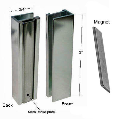 Shower Door U-Channel with Metal Strike Plate | SDUCMBNK