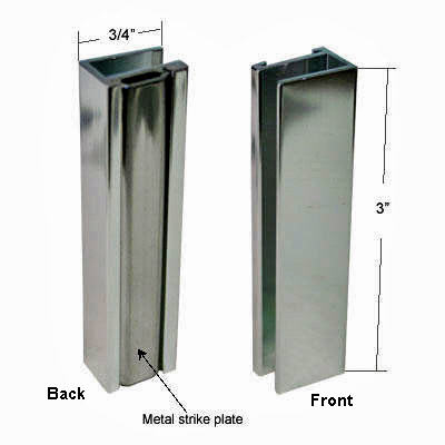Shower Door U-Channel with Metal Strike Plate | SDUCMBN
