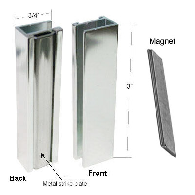 Shower Door U-Channel with Metal Strike Plate | SDUCMCHK