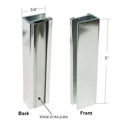 Shower Door U-Channel with Metal Strike Plate | SDUCMCH