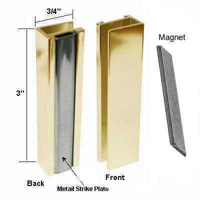 Shower Door U-Channel with Metal Strike Plate | SDUCMGPK