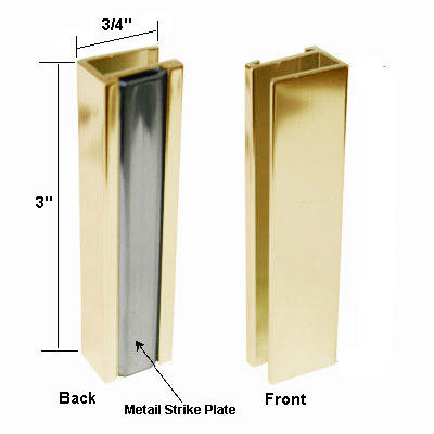 Shower Door U-Channel with Metal Strike Plate | SDUCMGP