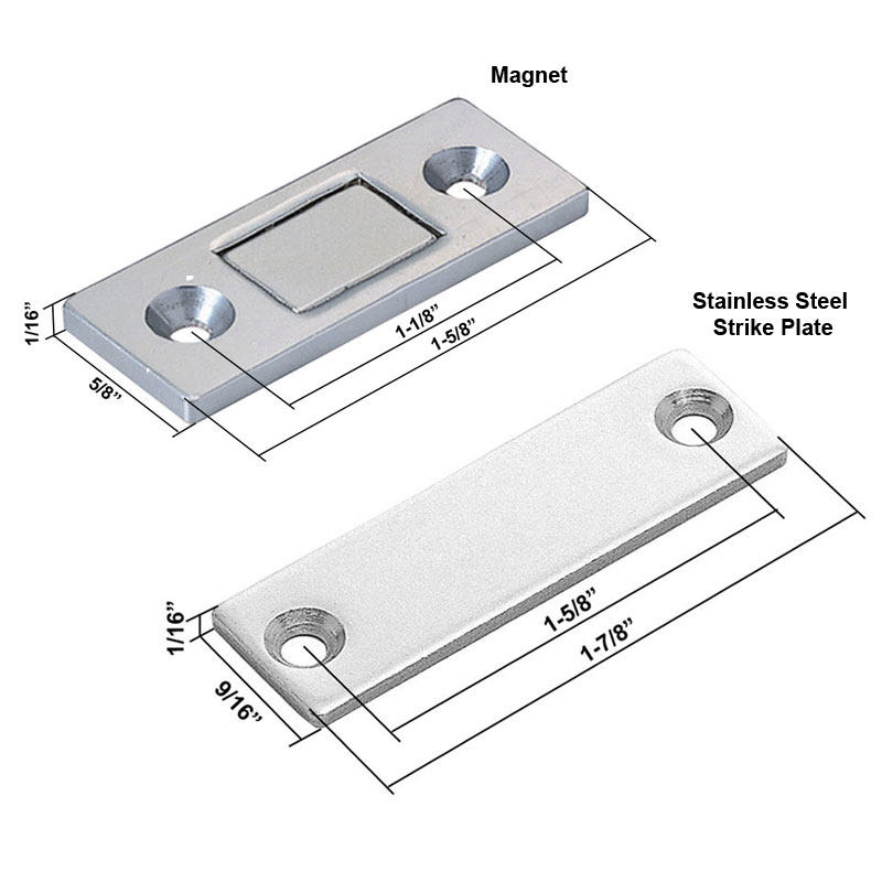 Ultra Thin Shower Door Magnet and Stainless Steel Strike Plate | UTSDM