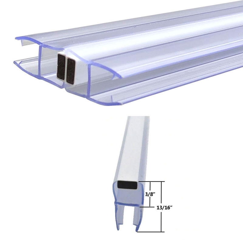 Universal 180 Degree Shower Door Magnetic Profile Seal for Glass-To-Glass Applications - 73&quot; Long with White Magnet for 5/32&quot;, 3/16&quot;, 1/4&quot; or 5/16&quot; Glass - Pack of 2 | MP180W2