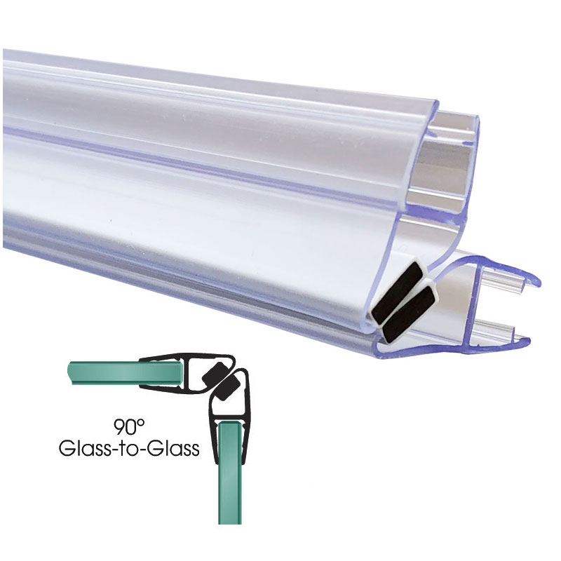 5/32&quot;, 3/16&quot;, 1/4&quot; 45 Degree Magnetic Profile for Glass-To-Glass Shower Door Seal - 72&quot; | MP45W2