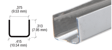 C.R. Laurence CRL 3/8&quot; Stainless Steel &quot;U&quot; Channel - Pack of 10 - 12 ft Each | SS914