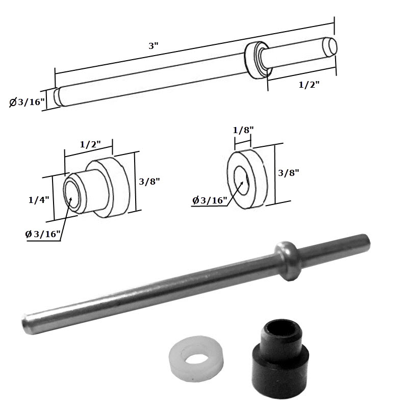 Stainless Steel Pivot Pin with Bushing and Washer for Framed Pivot Shower Doors  | PPBW