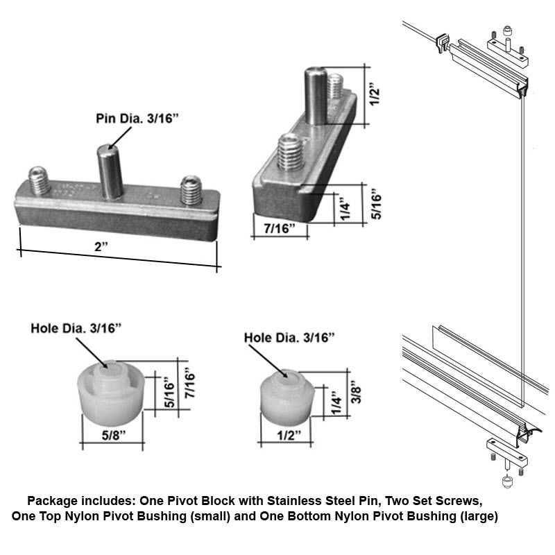 Replacement Pivot Assembly Kit for Swing Shower Doors  | CWPKIT