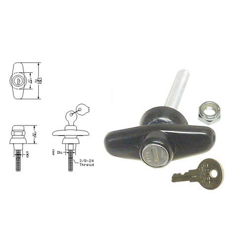 All Glass Rear Door T-Handle - Clockwise Rotation | T5004CW