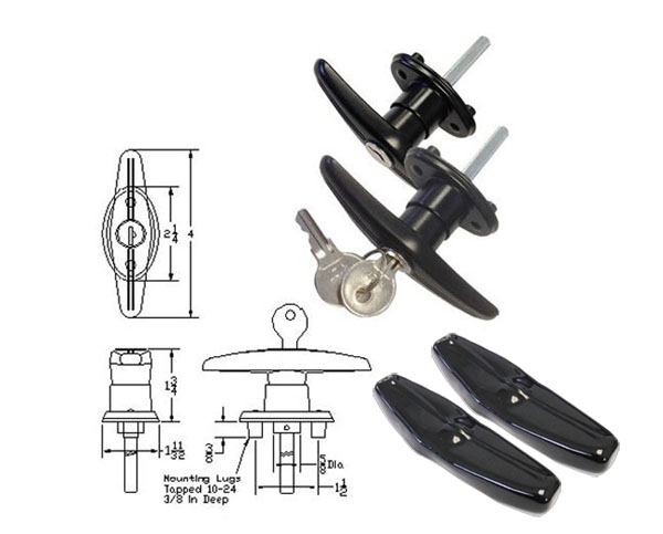 Truck Cap Locking T-Handles with Dust Covers - Pair Set | TC311SETCOV