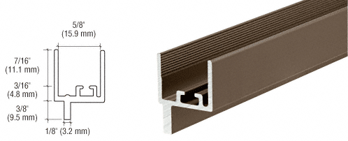 C.R. Laurence CRL 5/8&quot; Bronze Anodized Insulating Glass Window Adapter - 3/8&quot; Leg - 12 ft long | WA100BRZ